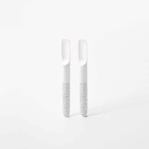 Prepara Taco Spoon, White Calavera Calm, Set of 2, 7.2'x1'