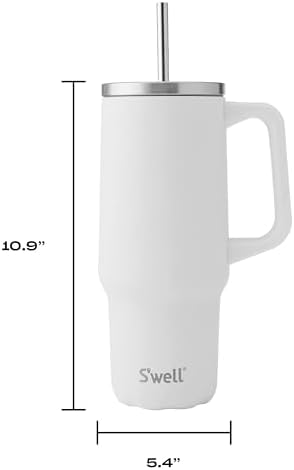 S'well Recycled Stainless Steel Tumbler XL with Straw and Handle, 30oz, Moonstone, Triple Layered Vacuum Insulated Container Keeps Drinks Cold 36 hours and Hot for 9, BPA Free