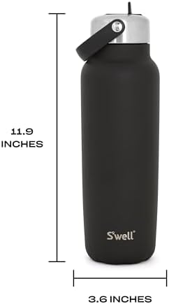 S'well Recycled Stainless Steel Explorer with Flip Straw Lid and Handle, 40oz, Onyx, Triple Layered Vacuum Insulated Containers Keeps Drinks Cold for 54 Hours and Hot for 12