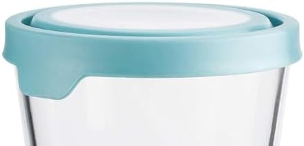 Anchor Hocking Trueseal Glass Food Storage Container with Airtight Lid, 7 Cup Tall, Mineral Blue