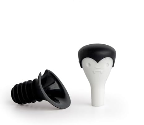 OTOTO 2 in 1 Wine Stopper & Pourer - Wine Cap, Wine Cork - Vampire, Halloween Gifts, Emo Accessories, Gothic Kitchen, Goth Gifts, Bat, Kitchen Gadgets - (Count Corkula)