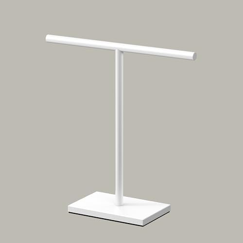 Gatco 1444W, Modern Rectangle Base Freestanding Countertop Towel Holder, Matte White / 10.50" W x 11.13" H T-Shape Style Countertop Hand Towel Holder for Bathroom, Kitchen/Fingertip Towel Rack