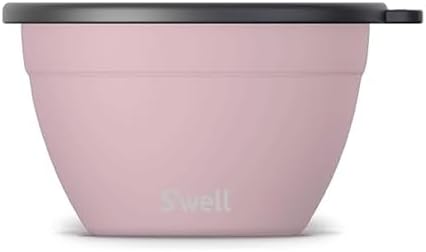 S’well Stainless Steel 64oz Salad Bowl Kit, Pink Topaz Color, Comes with 2oz Mini Canister and Removable Tray for Organization, Leakproof and Dishwasher Safe