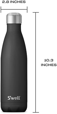 S’well Stainless Steel 17oz Water Bottle, Onyx Black, Triple-Layer Vacuum Insulated for 36 Hours Cold, 18 Hours Hot, BPA-Free, Durable and Portable