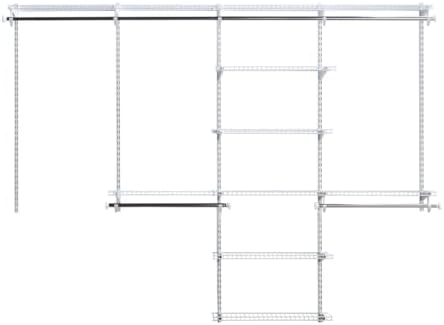 Rubbermaid Configurations Closet Shelves & Hanging Kit (2) 26" Shelves White Custom Pantry Organizer and Storage/Clothes Rack for Home/Laundry/Bathroom/Mudroom/Pantry/Linen Closet