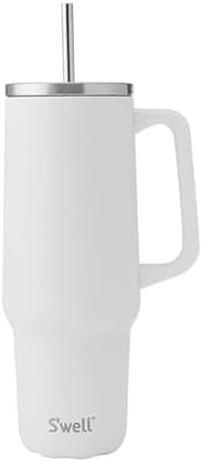 S'well Recycled Stainless Steel Tumbler XL with Straw and Handle, 40oz, Moonstone, Triple Layered Vacuum Insulated Container Keeps Drinks Cold 50 hours and Hot for 10, BPA Free