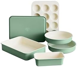 GreenLife 6 Piece Ceramic Nonstick Oven Bakeware Set, Sage