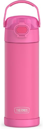 THERMOS FUNTAINER 16 Ounce Stainless Steel Vacuum Insulated Bottle with Wide Spout Lid,Neon Pink,(Pack of 6)