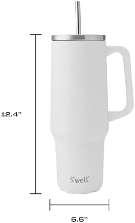 S'well Recycled Stainless Steel Tumbler XL with Straw and Handle, 40oz, Moonstone, Triple Layered Vacuum Insulated Container Keeps Drinks Cold 50 hours and Hot for 10, BPA Free