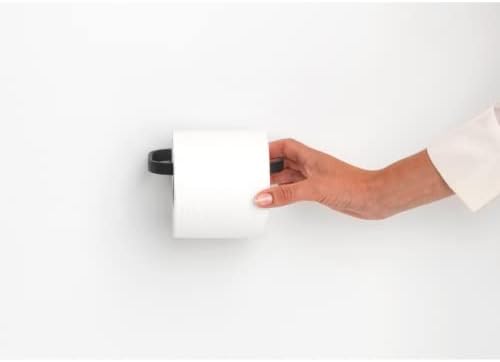 Brabantia Mindset Wall Mounted Toilet Roll Holder (Mineral Infinite Gray) Wide Opening, Bathroom Tissue Rack, Concealed Fixings, Anti-Rust Materials
