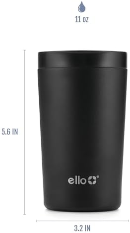 Ello Jones 11oz Insulated Stainless Steel Leakproof Travel Mug, Black
