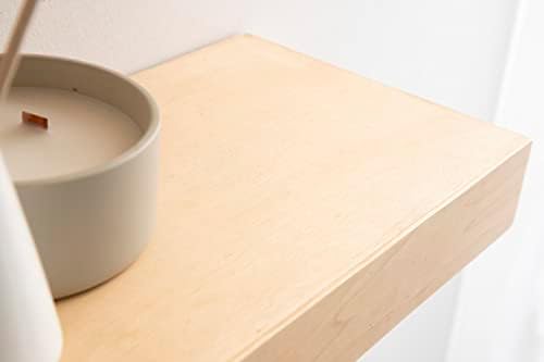 Kate and Laurel Havlock Modern Natural Floating Shelves; Set of 2; 18 x 8; Natural Wood; Mid-Century Bathroom and Kitchen Shelves for Storage and Display Decor