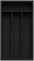 Small Silverware Organizer, Bamboo Kitchen Drawer Organizer, Utensil Holder, Cutlery Tray & Spoon Flatware Storage with Grooved Drawer Dividers (Black, 6.7''W x 12''D)