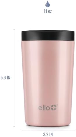 Ello Jones Stainless Steel Travel Coffee Mug - Travel Tea Mug, 11oz, Rosegold
