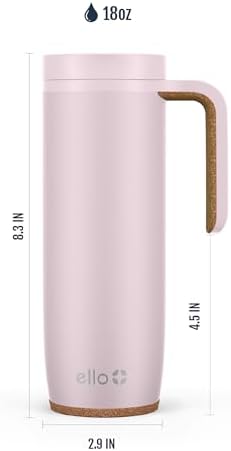 Ello Magnet 18oz Insulated Stainless Steel Travel Mug with Handle, Sonoma