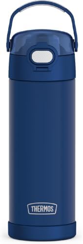 THERMOS FUNTAINER 16 Ounce Stainless Steel Vacuum Insulated Bottle with Wide Spout Lid,Navy,(Pack of 6)