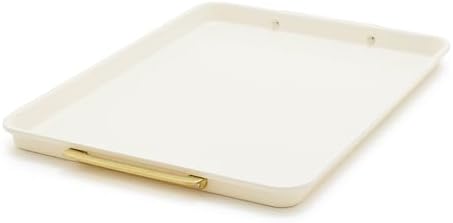 GreenPan Bakeware 13"x18" Half Baking Sheet Pan, Ceramic Nonstick Baking Pan, PFAS & BPA Free, Gold Handles, Durable Steel, Versatile & Space Saving Ovenware, Freezer to Oven Dish, Cream