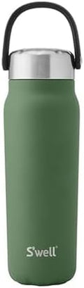 S'well Recycled Stainless Steel Explorer with Insulated Lid and Handle, 24oz, Green Jasper, Triple Layered Vacuum Insulated Containers Keeps Drinks Cold for 36 Hours and Hot for 8
