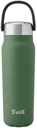 S'well Recycled Stainless Steel Explorer with Insulated Lid and Handle, 24oz, Green Jasper, Triple Layered Vacuum Insulated Containers Keeps Drinks Cold for 36 Hours and Hot for 8