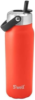 S'well Recycled Stainless Steel Explorer with Flip Straw Lid, 24oz, Radiant Coral, Triple Layered Vacuum Insulated Container Keeps Drinks Cold for 36 Hours and Hot for 8, BPA Free, Built In Handle