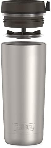 THERMOS ALTA SERIES Stainless Steel Tumbler 18 Ounce, Matte Steel/Espresso Black