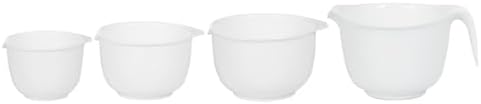 Glad Mixing Bowls with Pour Spout, Set of 4 - Nesting Plastic Bowls (1.2qt, 1.9qt, 2.8qt, and 3qt with Handle) - Non Slip Base, Dishwasher Safe Kitchen Cooking and Baking Supplies, Grey
