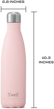 S'well Stainless Steel Water Bottle - 17 Fl Oz - Pink Topaz - Triple-Layered Vacuum-Insulated Containers Keeps Drinks Cold for 36 Hours and Hot for 18 - BPA-Free - Perfect for the Go
