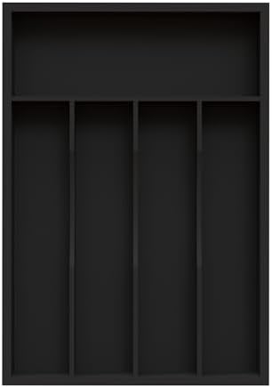 Bamboo Kitchen Sliverware Drawer Organizer (Black, 9.5''W x 13.5''D)