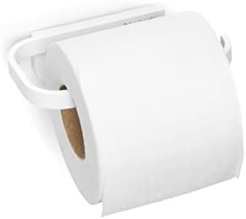 Brabantia Mindset Wall Mounted Toilet Roll Holder (Mineral Fresh White) Wide Opening, Bathroom Tissue Rack, Concealed Fixings, Anti-Rust Materials