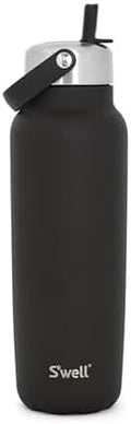 S'well Recycled Stainless Steel Explorer with Flip Straw Lid and Handle, 40oz, Onyx, Triple Layered Vacuum Insulated Containers Keeps Drinks Cold for 54 Hours and Hot for 12