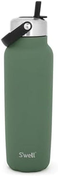 S'well Recycled Stainless Steel Explorer with Flip Straw Lid and Handle, 40oz, Green Jasper, Triple Layered Vacuum Insulated Containers Keeps Drinks Cold for 54 Hours and Hot for 12