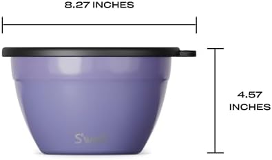 S'well Stainless Steel Salad Bowl Kit 64oz, Hillside Lavender, Comes with 2oz Mini Canister and Removable Tray for Organization, Leakproof, Easy to Clean, Dishwasher Safe
