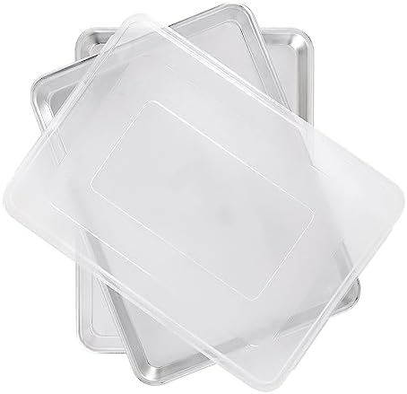 Nordic Ware Naturals Half Sheet Set - USA Made Aluminum Commercial Quality Sheet Pan for Baking or Roasting, Encapsulated Galvanized Steel Rim Prevents Warping, 2pk Half + Lid