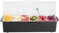 VEVOR Chilled Condiment Server, 6 Compartment Ice Cooled Condiment Serving Container, Chilled Garnish Tray Bar Caddy with Lid, for Bartending & Serving Taco, Salad, Fruit, Home & Restaurant Supplies