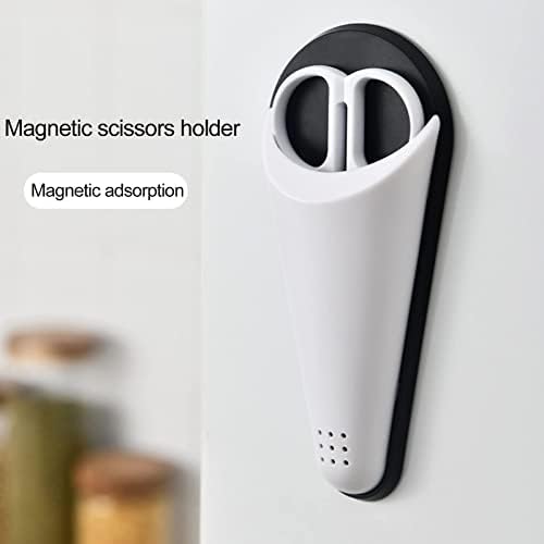 Scissor Holder with Magnetic Adsorption & Draining Holes Design, Detachable Refrigerator Scissors Storage Box Scissor Organizer for Kitchen Organization Scissor Block without Scissor Black