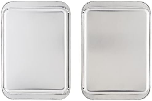 Nordic Ware Naturals 3 Piece Compact Pan Set, Toaster Oven, Counter Ovens, Air Fryer and Broiler Safe, Size for 1-2 Portions - Includes Baking Sheet, Broiling Rack and Rectangular Pan