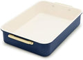 GreenPan Bakeware 13” x 9” Rectangular Cake Pan, Ceramic Nonstick Baking Pan, PFAS & BPA Free, Gold Handles, Durable Steel, Freezer to Oven Dish, Scratch Resistant, Bake & Roast Ovenware, Oxford Blue
