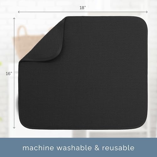 S&T INC. Dish Drying Mat, 16" x 18", Large, Black
