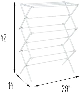 Honey-Can-Do Collapsible Laundry Drying Rack, Portable Clothes Rack, Space-Saving & Easy to Store Metal Garment Rack, Sturdy Clothes Dryer, Ideal for Small Spaces, Indoor & Outdoor Use, White