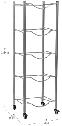 Mind Reader 5 Gallon Water Jug Stand, Water Bottle Holder, Water Cooler Stand, Rack, Metal, 13.5"L x 13.5"W x 54"H, Silver