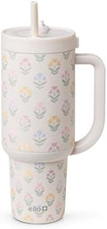 Ello Oasis 40oz Insulated Stainless Steel Tumbler with Straw, Flower Quilt