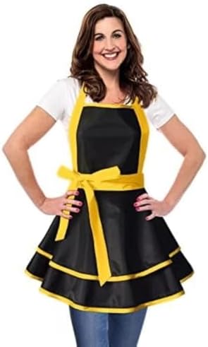 Violet Mist Cute Lovely Retro Aprons for Women Girls Lady Sexy Vintage Aprons Black Yellow Vintage 50s Apron Halloween Christmas Apron Cooking Kitchen Ruffle Apron for Housewife Waitress Mother's Gift