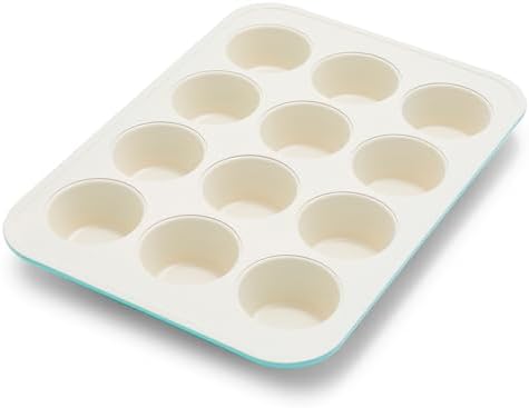 GreenPan Bakewell 12-Cup Muffin Pan, Healthy Ceramic Nonstick Bakeware, PFAS-Free Cupcake Mold, Durable Baking Tray, Versatile Kitchen Essentials, Easy Clean Ovenware, Turquoise