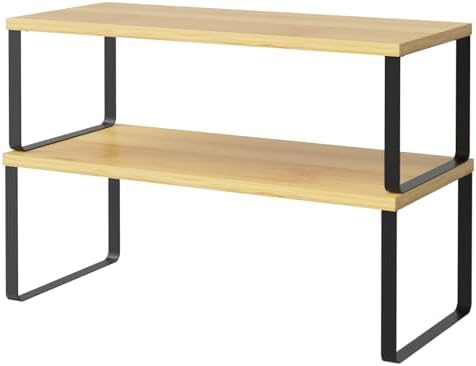 NEX Bamboo Cabinet Organizer Shelf, Kitchen Counter Shelves Set of 2