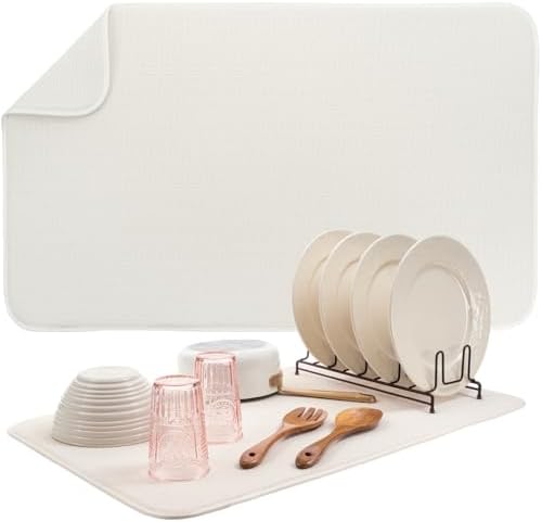 S&T INC. Dish Drying Mat, 18" x 30", Jumbo, Cream