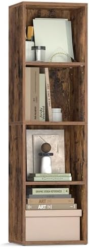 VASAGLE Bookshelf, 4-Tier Bookcase, 11.8 x 9.4 x 41.7 Inches