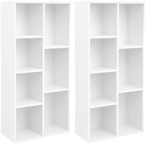 VASAGLE Set of 2 Bookshelves, 5 Cubes, 19.7 x 9.4 x 41.7 Inches