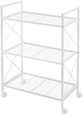 SONGMICS 3-Tier Steel Storage Rack with Wheels, Mesh Shelving Unit