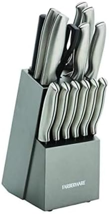 Farberware 15-Piece Kitchen Knife Block Set, Stainless Steel