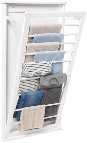 Honey-Can-Do Wall-Mount Wooden Clothes Drying Rack, 30 lb, White